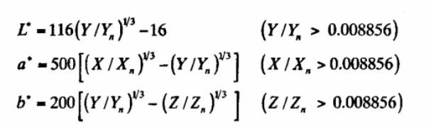 L和色品坐標(biāo)a、b的計(jì)算公式